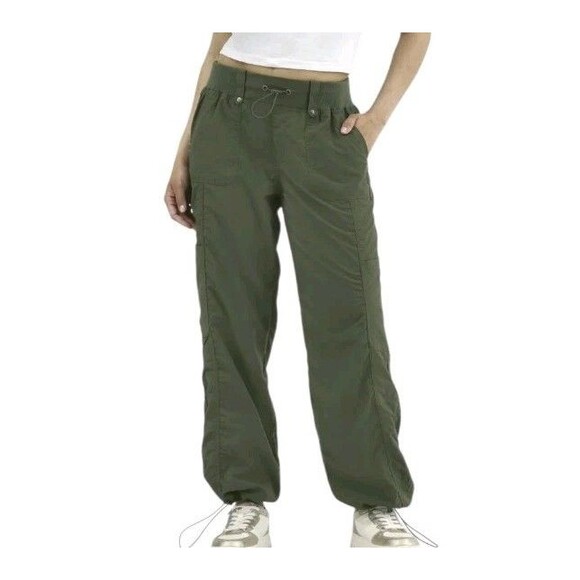 No Boundaries Rib Waist Parachute Cargo Pants Womens M Olive Green Indie Skater - Picture 9 of 9